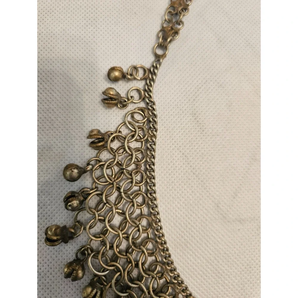Bell Choker Necklace Statement Chainmail Bib‎ Festival Tribal Jewelry